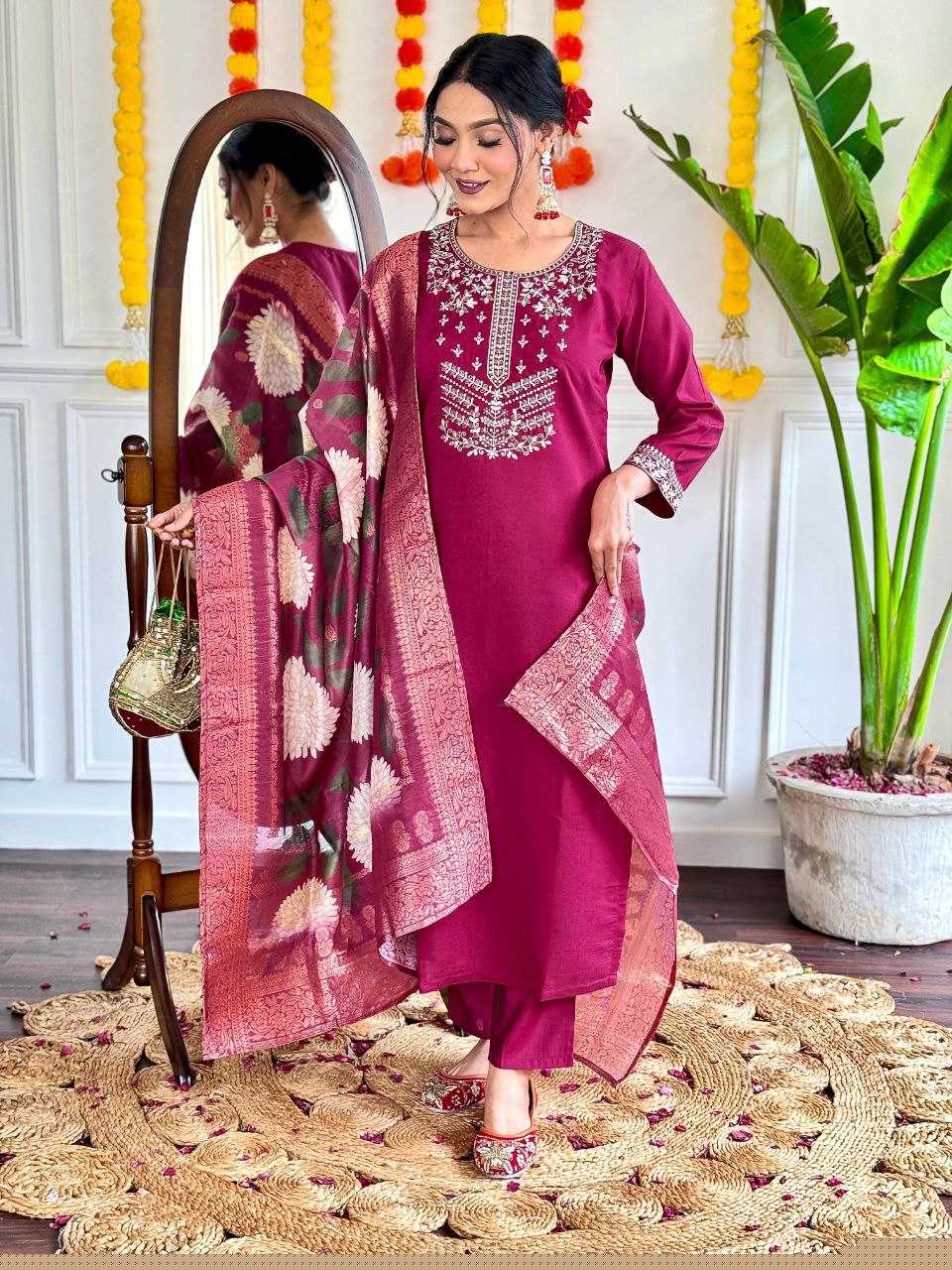 Viscose Chander Kurti Bottom With Dupatta - MYLUXURY LANE ENTERPRISE